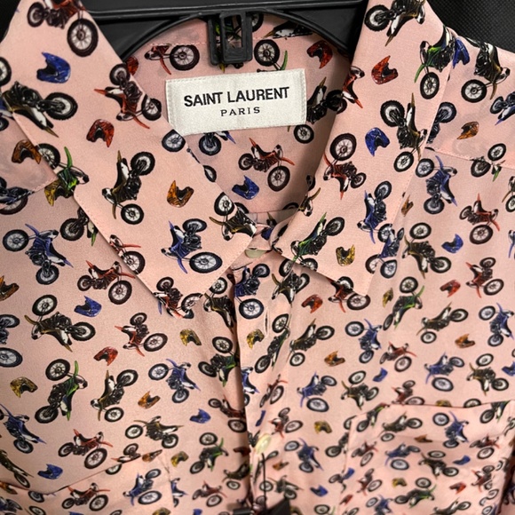 SAINT LAURENT 100% silk moto shirt (size 39) - Picture 3 of 7
